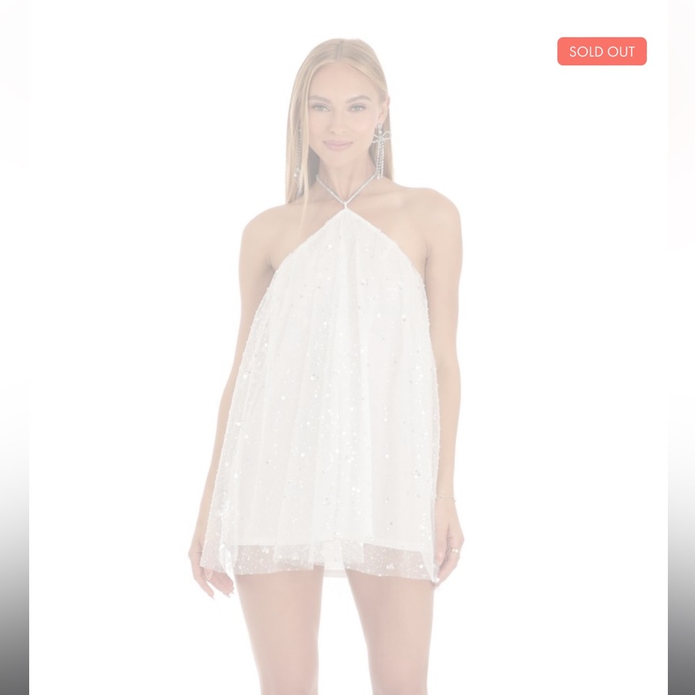 Lucy in the Sky White Sequin Halter Mini Dress